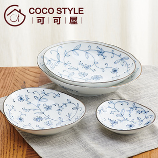进口陶瓷餐具线唐草美浓烧菜盘菜碟调料碟 日本原装 cocostyle