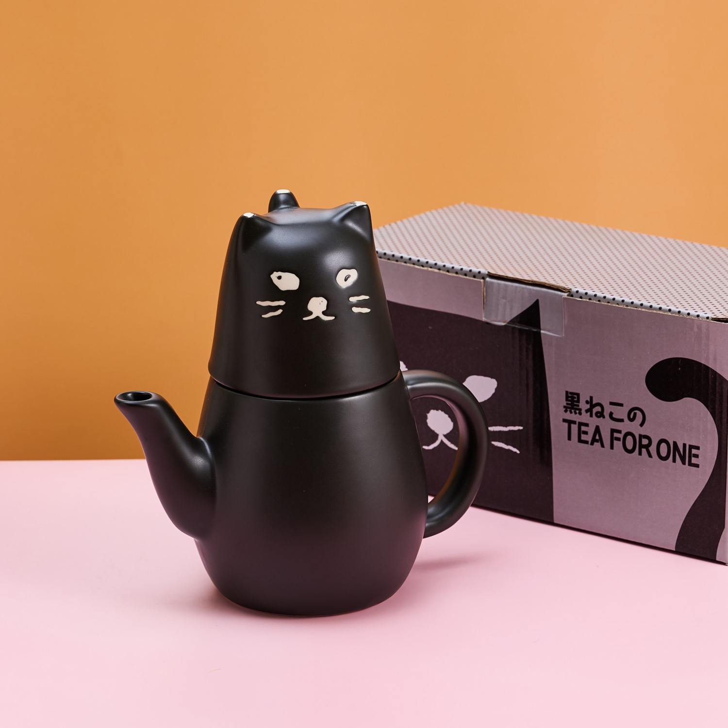 SUNART黑猫富士山陶瓷茶壶杯套装