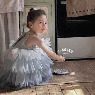 蝴蝶结礼服裙公主裙蛋糕裙连衣裙 130女童25夏7seven小中童时尚