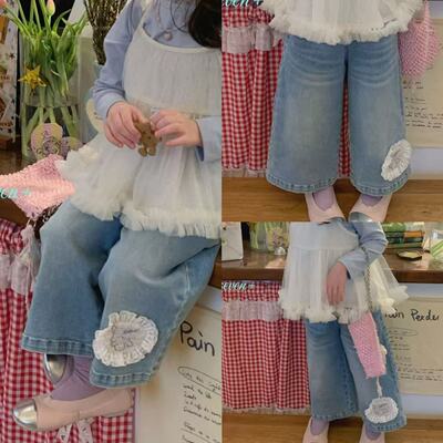 90-130女童九分直筒牛仔裤