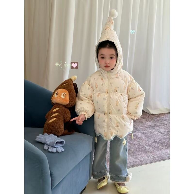 7seven童装26冬卡通印花连帽棉服