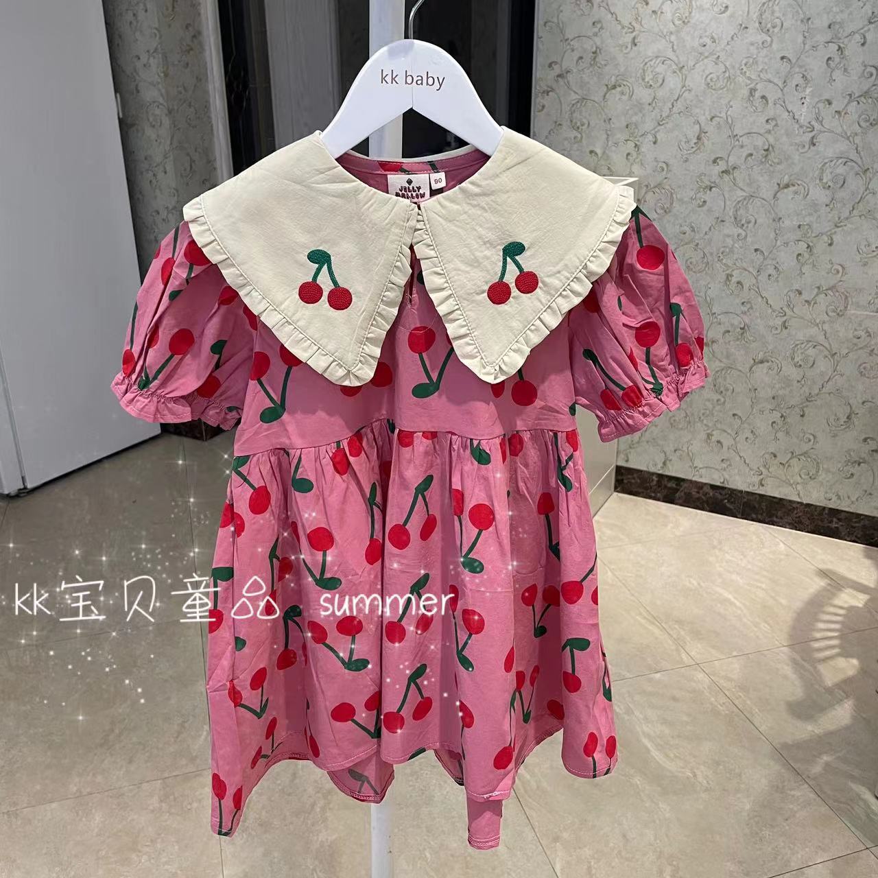 90-150女童中长款短袖连衣裙