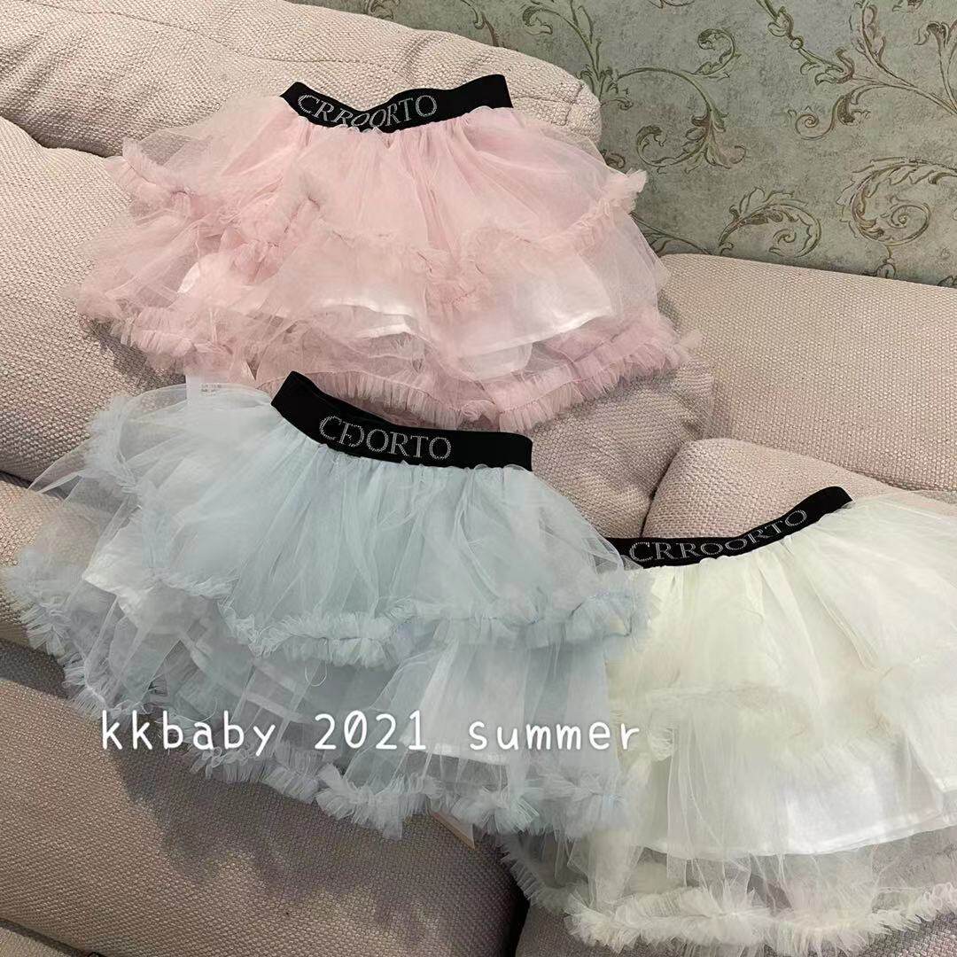 kkbaby韩版童装21夏女宝宝洋气可爱时尚个性薄纱短裙蛋糕裙蓬蓬裙