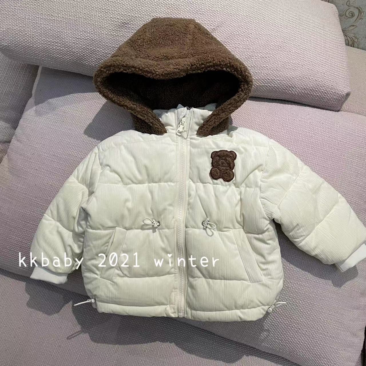 kkbaby冬男童女童洋气毛连帽棉服