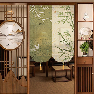 新中式 高级感竹子入户门帘竹节纱隔断帘卧室书房茶室隐私遮挡半帘