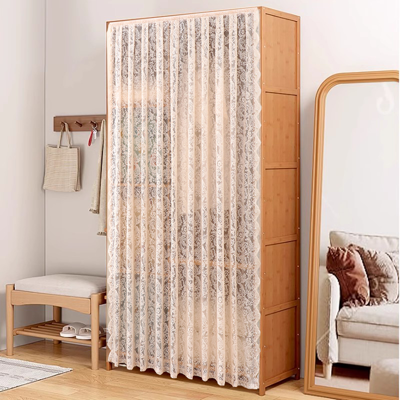 自粘式衣柜帘防尘遮挡布帘子免打孔安装开放式书柜橱柜鞋柜隔断帘