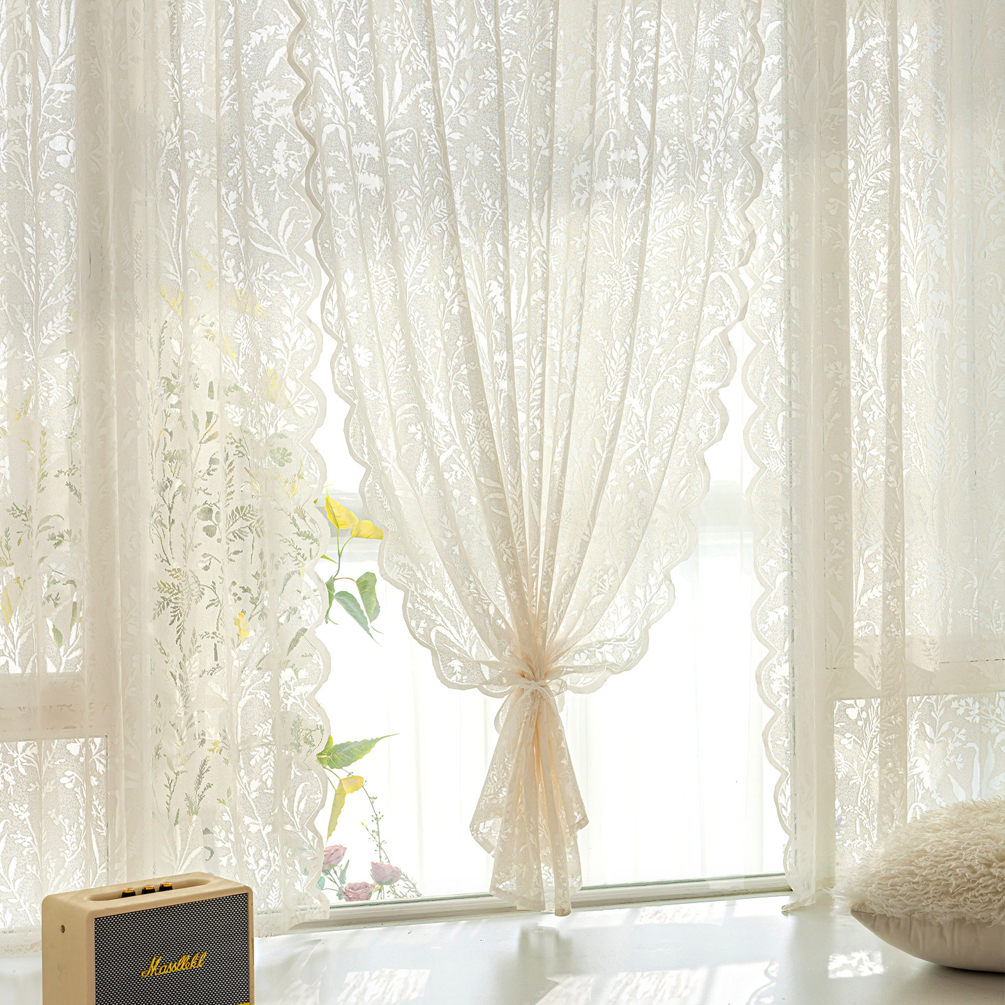 免打孔魔术贴纱帘透光不透人窗帘中古风2025新款飘窗阳台防晒白纱,居家布艺,成品窗帘,淘宝优惠券,粉丝福利购,淘宝优惠卷