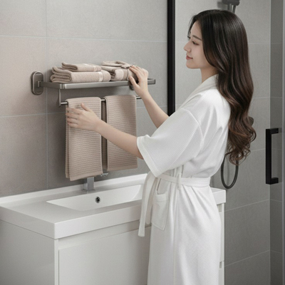 吸盘毛巾架免打孔卫生间置物架