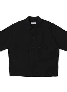 PROPER定常 翻领短袖衬衫（黑色）| triplemajor