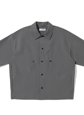 PROPER定常 翻领短袖衬衫（灰色）| triplemajor