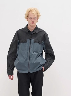 GR10K 蜡涂层拼接拉链衬衫外套 | triplemajor