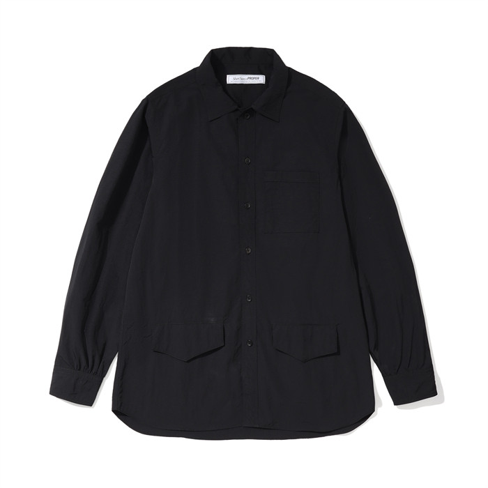 PROPER定常暗格纹尼龙长袖衬衫