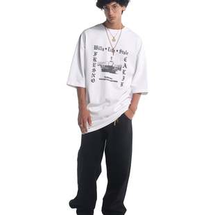 白色 Willy T恤 印花图案宽版 triplemajor Chavarria