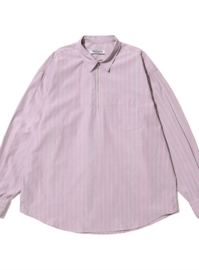 PROPER定常 半拉链条纹衬衫（粉色）| triplemajor