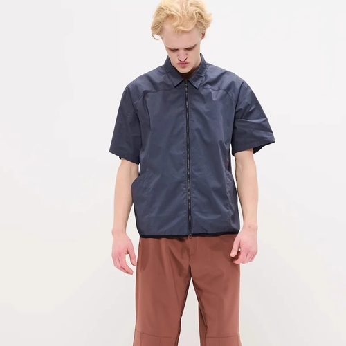 GR10K拉链翻领短袖衬衫