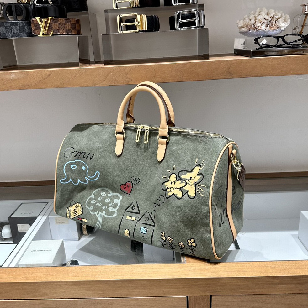 户外军风旅行包国潮涂鸦旅行袋男女短途手提行李包干湿分离健身包