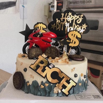 父亲节蛋糕装饰男神男款摆件合金车子杜卡迪摩托车玩具车模型摆件