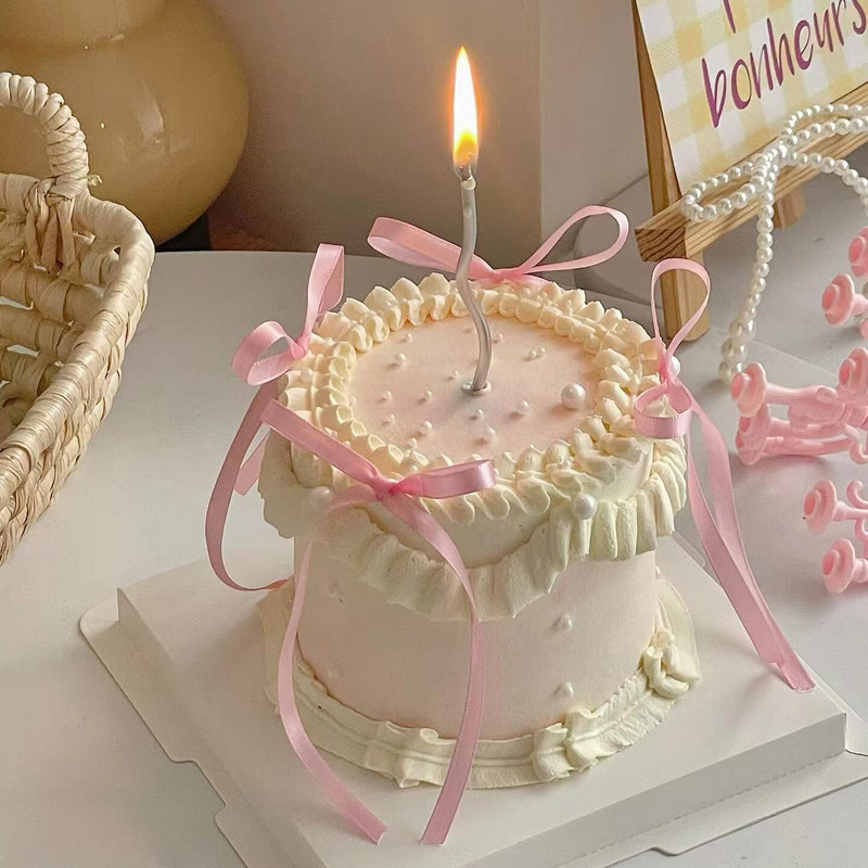 芭蕾风蝴蝶结生日蛋糕装饰女款女神小仙女6mm细丝带绸带彩带扎带