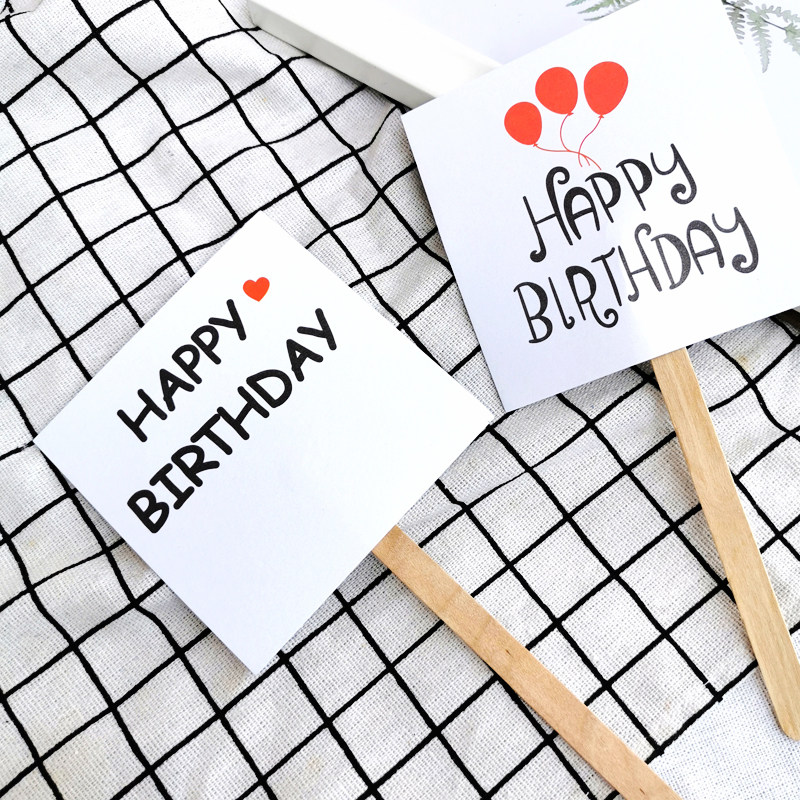 61儿童生日蛋糕装饰插件简约生日快乐英文插牌白色正方形卡片插卡,节庆用品/礼品,节日装扮用品,淘宝优惠券,粉丝福利购,淘宝优惠卷
