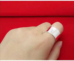 沈嘉记银饰S999纯银戒指女款男士宽版光面指环开口情侣戒免费清洗