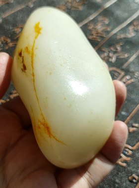 242g新疆和田籽料原石天然无修手把件白羊脂玉一把抓真皮洒金皮