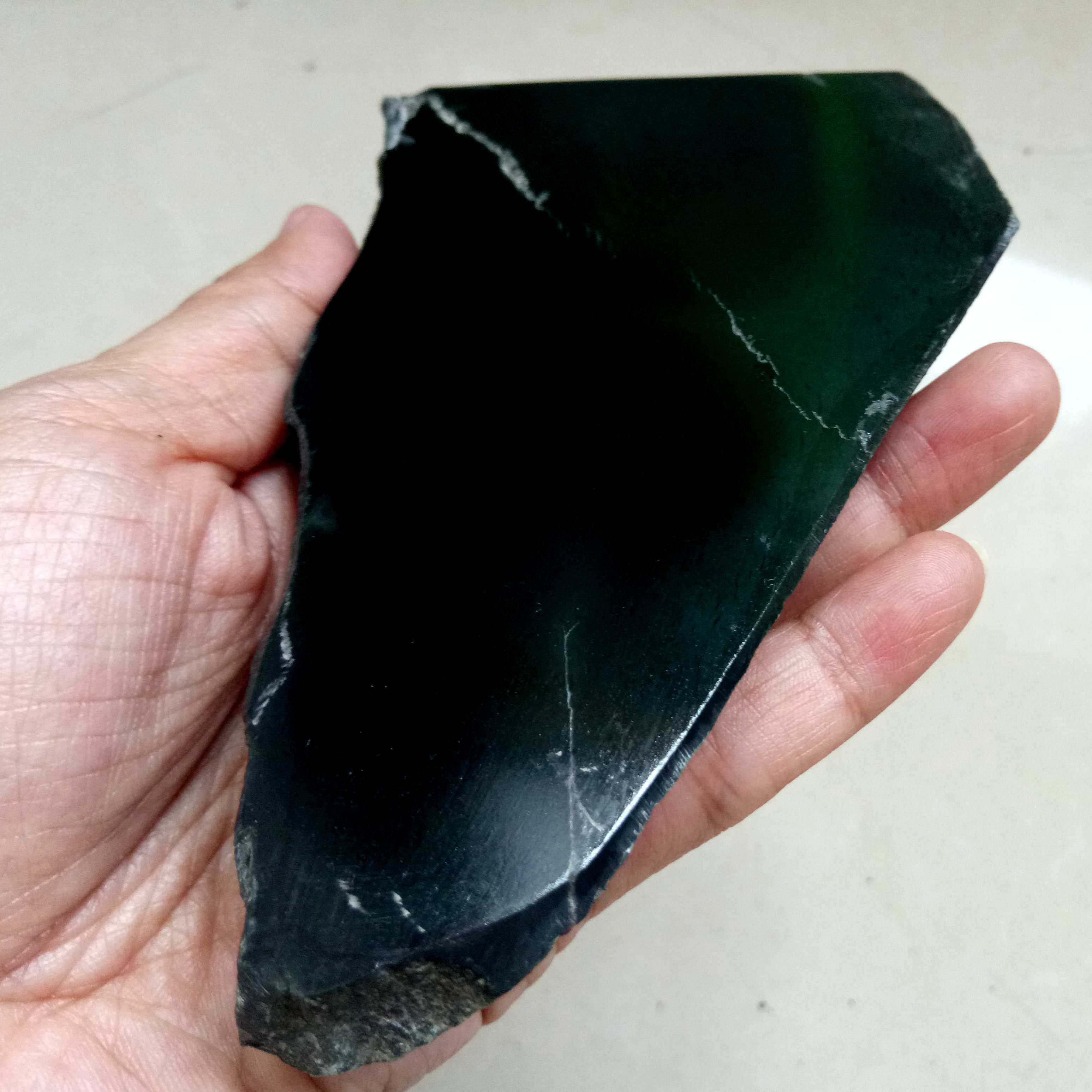 牛毛纹塔青料 新疆天然和田玉黑青塔青 牌子切片料原石黑羊脂283g