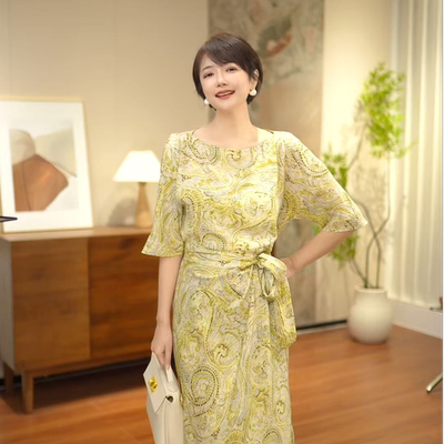桑蚕丝连衣裙时尚显瘦印花女装