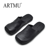 2025新款 超火凉拖鞋 女夏外穿平底半拖鞋 Artmu阿木真皮包头拖鞋