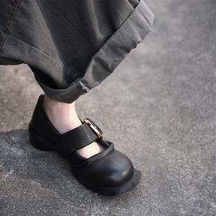 Artmu阿木原创粗中跟玛丽珍鞋黑色小皮鞋浅口单鞋女2026春季新款