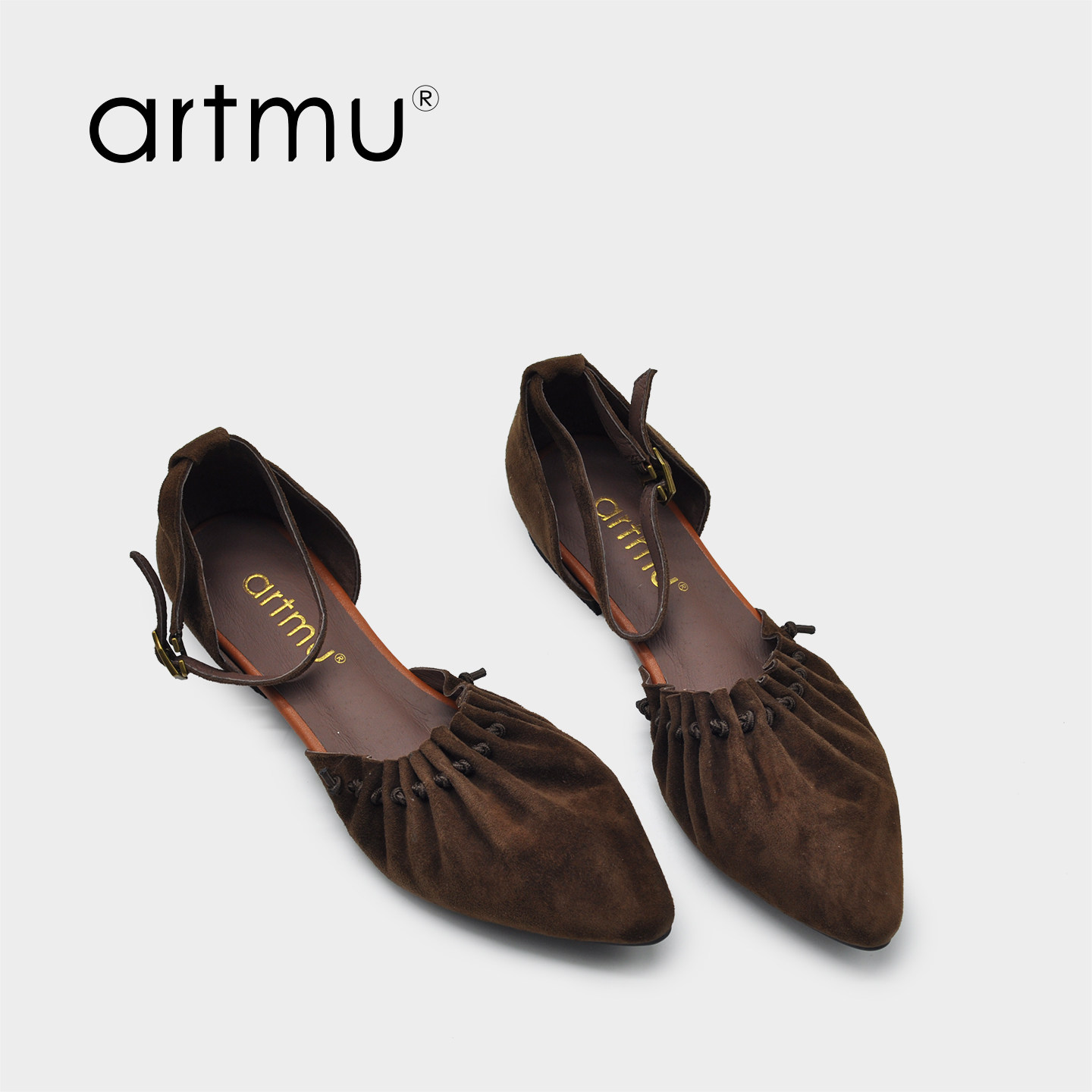 Artmu阿木低跟尖头凉鞋女款2026新款包头女士凉夏鞋一字带女鞋