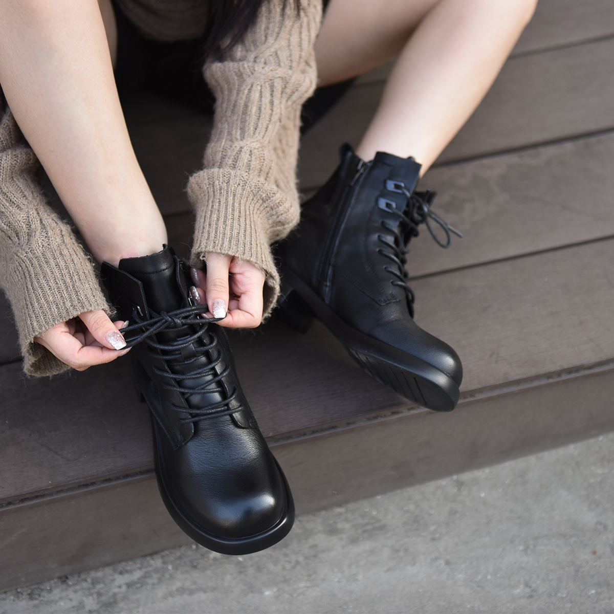 阿木马丁靴真皮简约百搭短靴