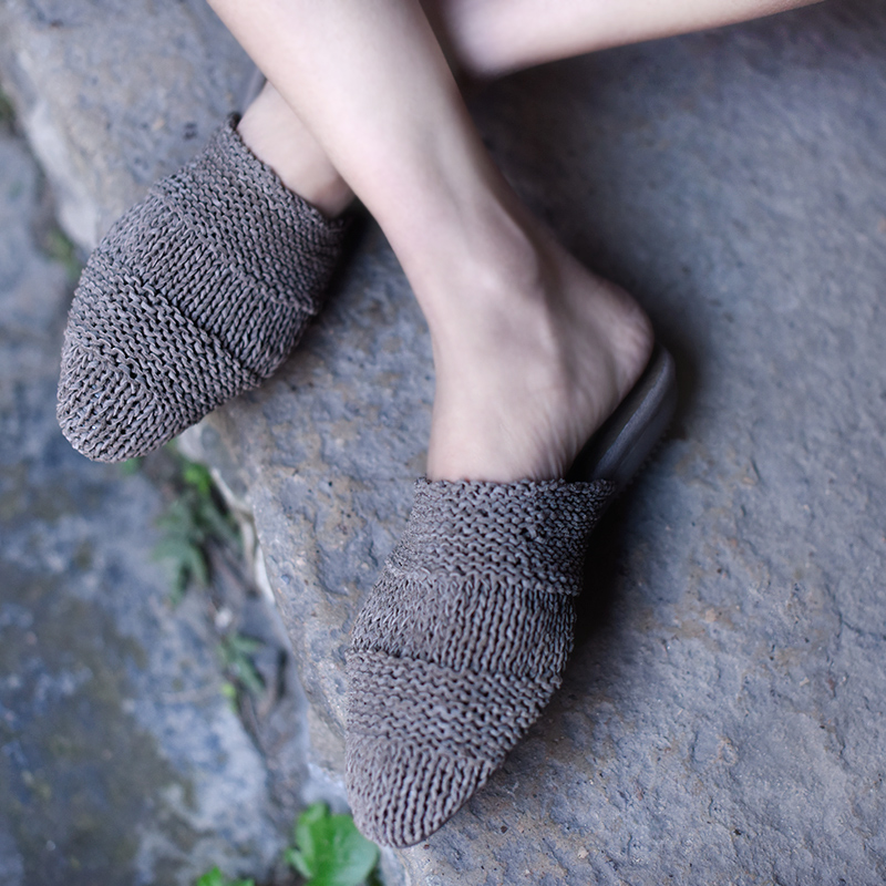 artmu阿木原创欧美编织夏皮拖鞋