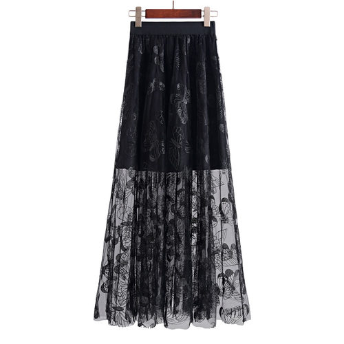 刺绣夏季时尚网纱半身裙