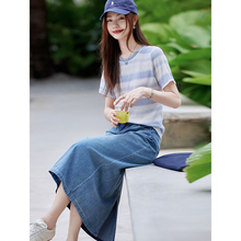 时尚气质素雅夏季薄款衫半身裙套装女2025年夏日新品淑女显瘦裙子