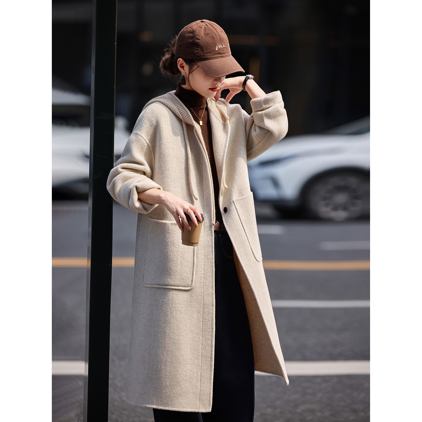 苏醒的乐园针织拼接连帽绵羊毛