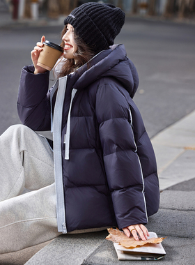 撞色连帽羽绒服外套2025年冬季新款上衣女装SXYRF25148