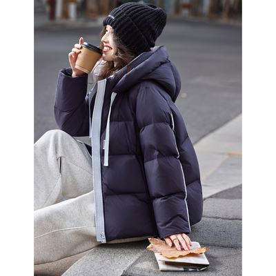 撞色连帽羽绒服外套2025年冬季新款上衣女装SXYRF25148