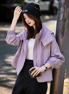 2025年新款秋季休闲连帽夹克短外套上衣女装SXWT25260