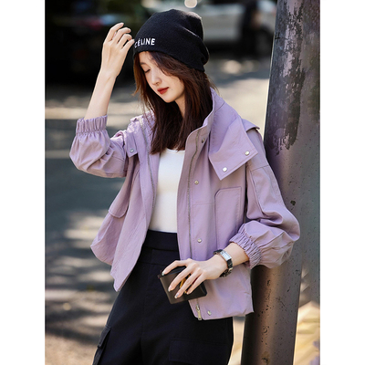 2025年新款秋季休闲连帽夹克短外套上衣女装SXWT25260