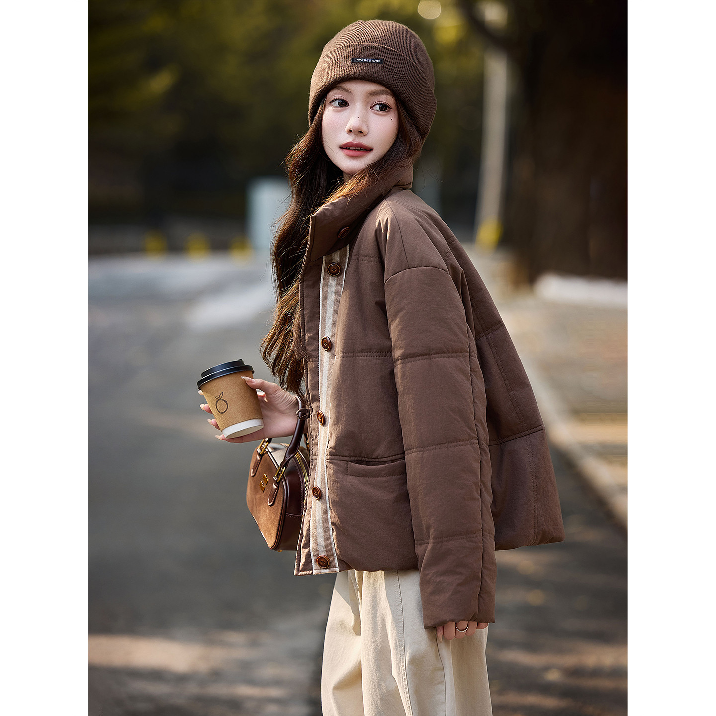 简约休闲短款小个子立领棉服