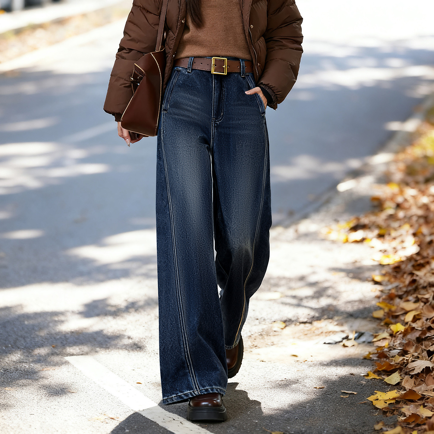 苏醒的乐园休闲宽松加绒百搭牛仔长裤2025年冬季新款女装阔腿裤,女装/女士精品,牛仔裤,淘宝优惠券,粉丝福利购,淘宝优惠卷