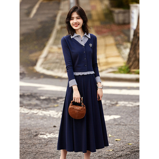 苏醒的乐园格纹假两件开衫外套半身裙女装套装2025年秋季新款