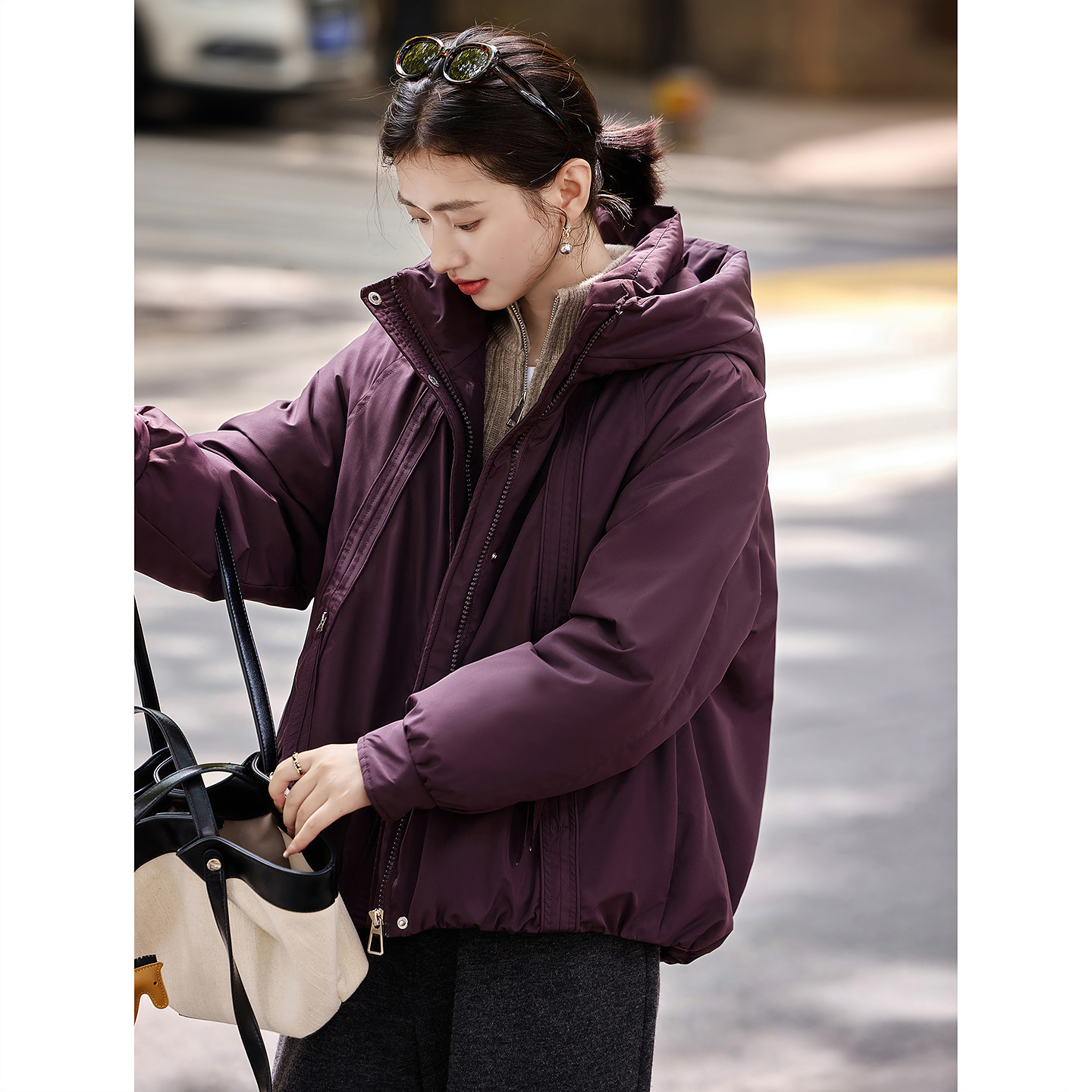 苏醒的乐园百搭纯色连帽棉服2025年冬季新款休闲保暖外套上衣女装