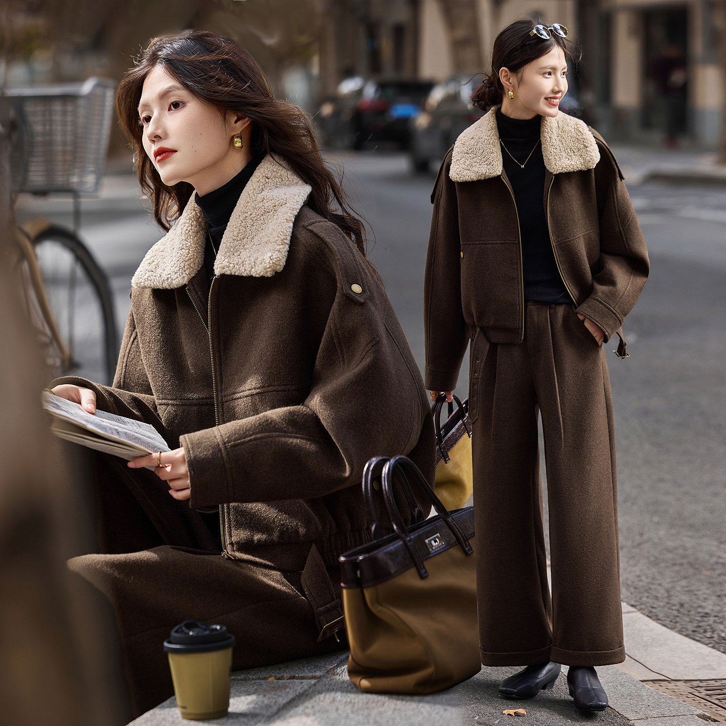 苏醒的乐园冬季女毛绒羽绒两件套