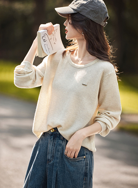 2025秋季新款圆领纯色含绵羊毛套头针织衫女装SXZZS25151