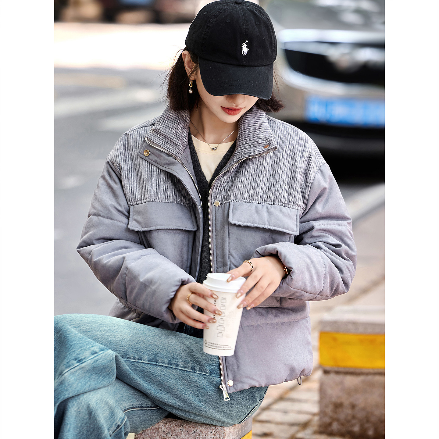 简约百搭休闲个性短款棉服