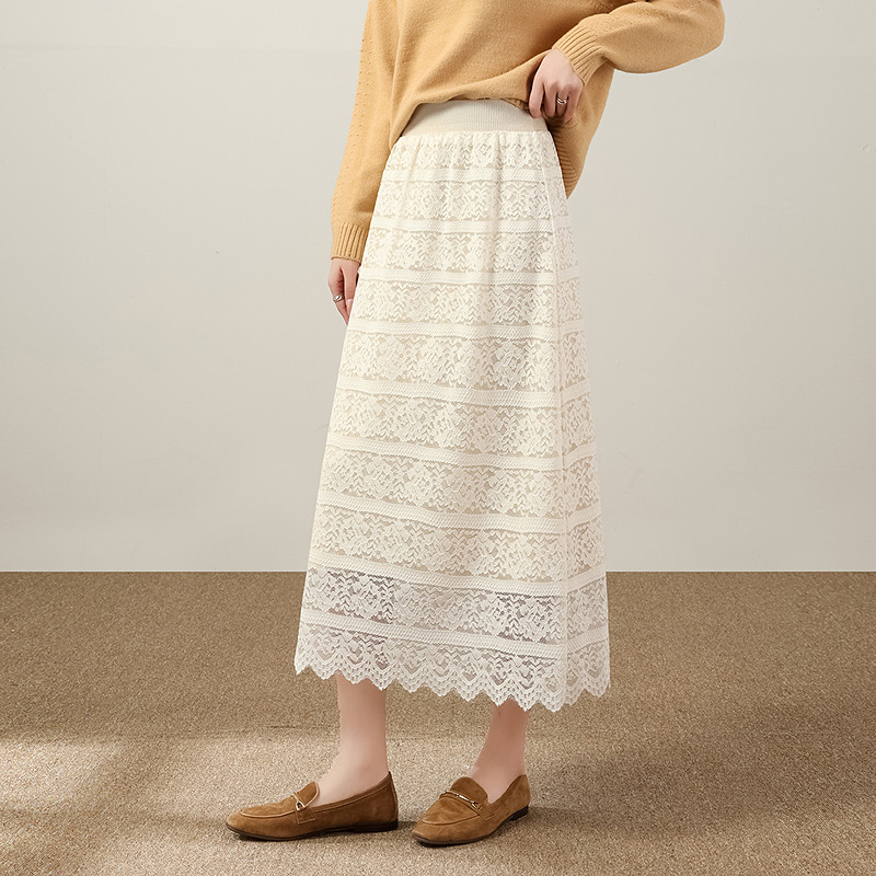 气质蕾丝半身裙2025年冬季新款松紧腰裙子女装SXDQ25090,女装/女士精品,半身裙,淘宝优惠券,粉丝福利购,淘宝优惠卷
