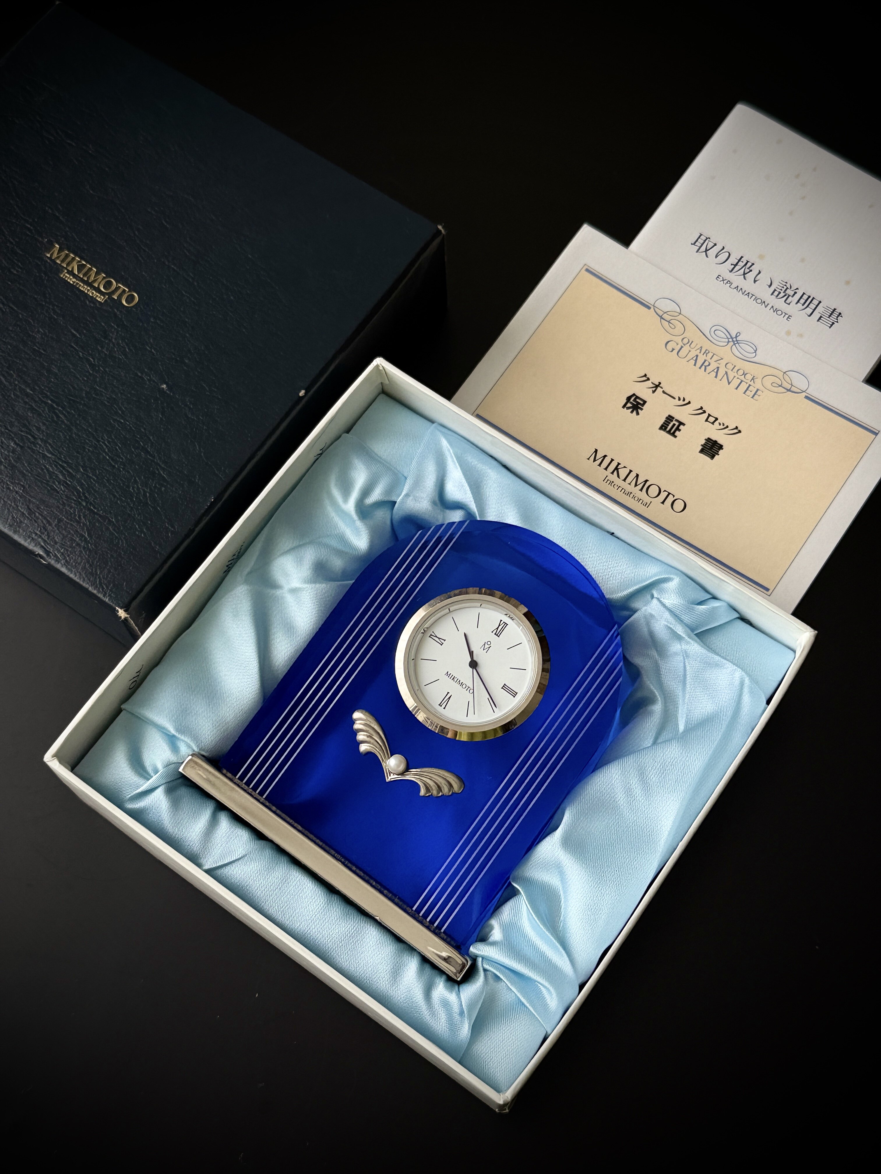 日本MIKIMOTO/御木本克兰茵蓝瑟天使之翼珍珠座钟·中古