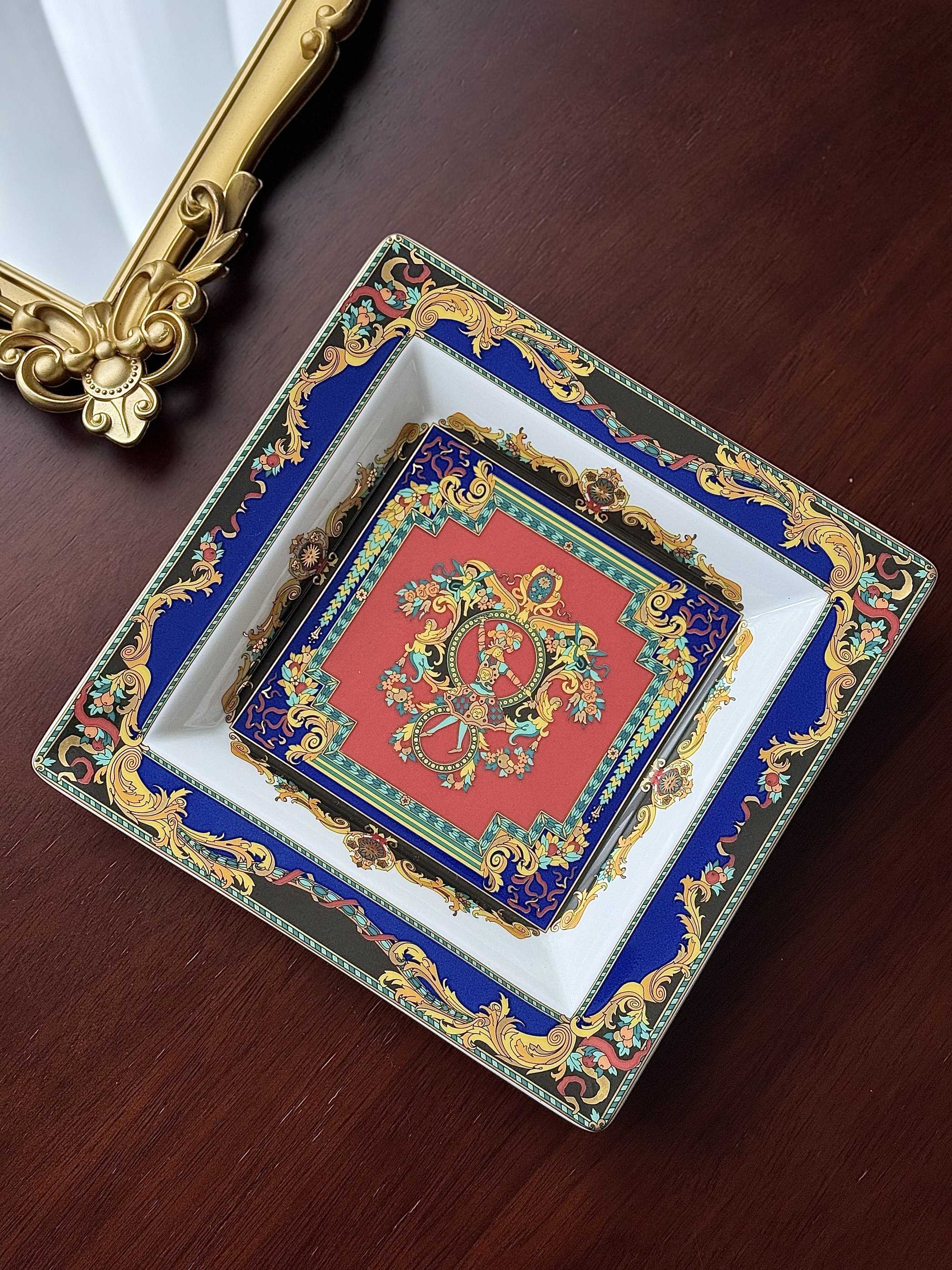 日采·德国产rosenthal  meets versace范思哲方形陶瓷盘宫廷风