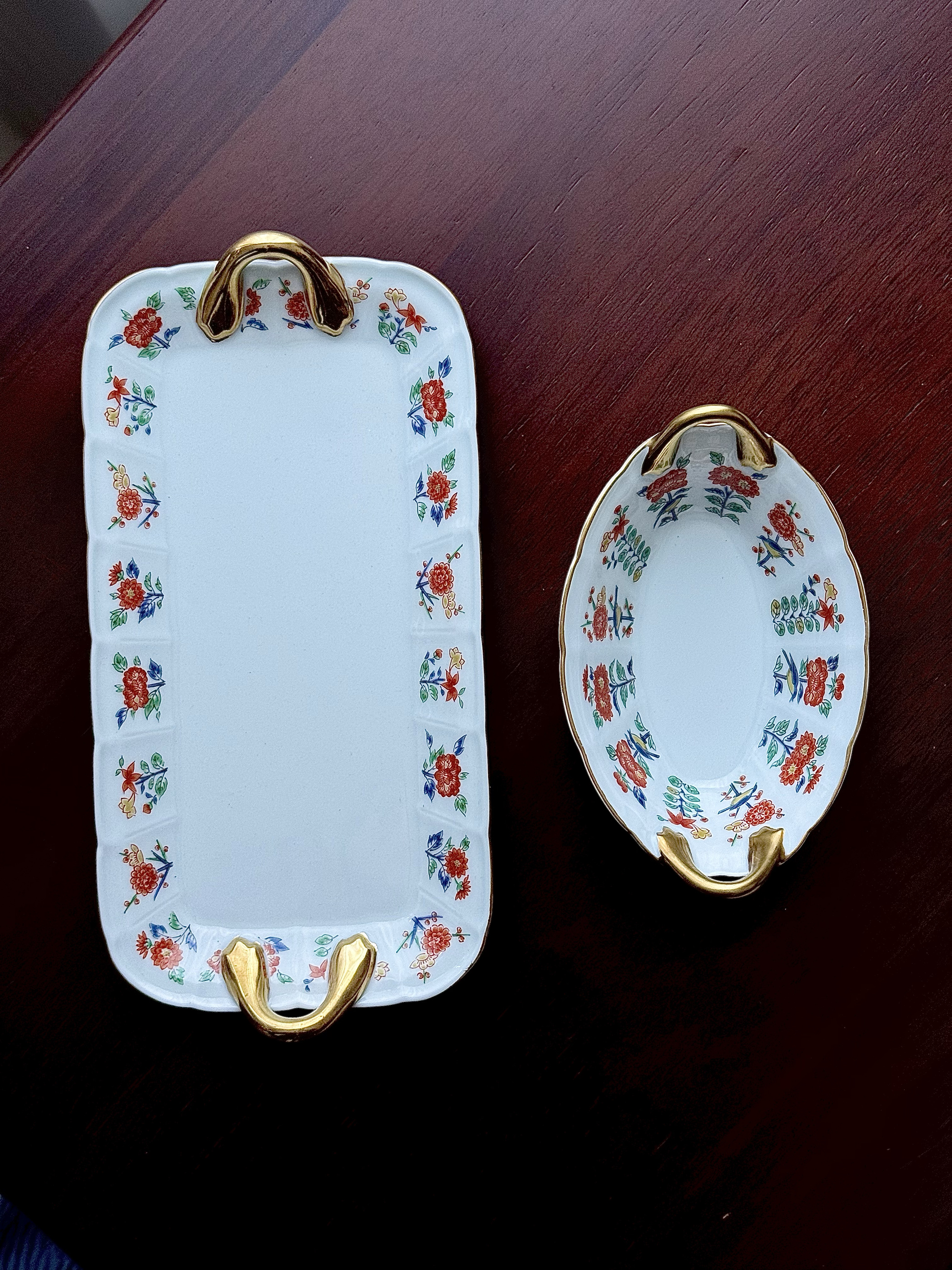 日本有田烧其泉手绘色绘草花纹双耳小钵点心盘双耳盘·日本直采